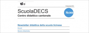 Rassegna Stampa: «ScuolaDecs N.369: Newsletter didattica della scuola ticinese»